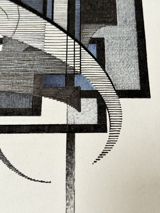 Image 1 of Composition graphique avec une femme - Eugèn Eechaut (1928-2019)