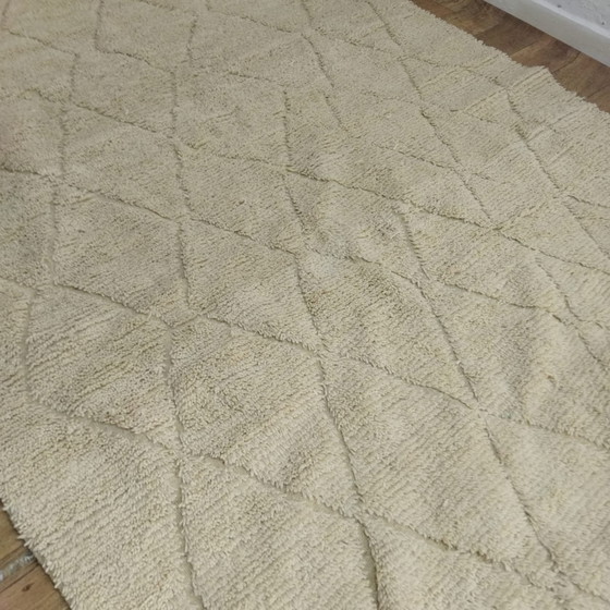 Image 1 of Handgewebter Weißer Berber-Teppich Aus Naturwolle - Tapis berbère blanc fait main en laine naturelle