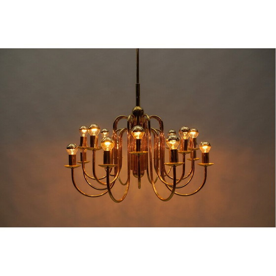 Image 1 of Lustre vintage en laiton, Italie 1970