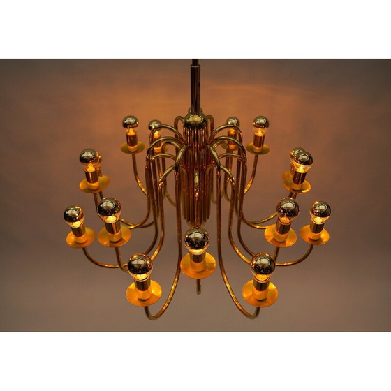 Image 1 of Lustre vintage en laiton, Italie 1970