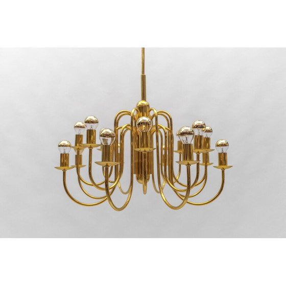 Image 1 of Lustre vintage en laiton, Italie 1970