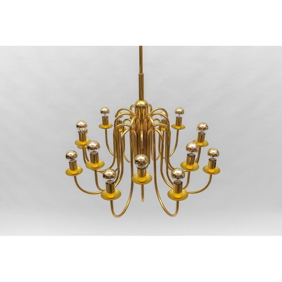 Image 1 of Lustre vintage en laiton, Italie 1970