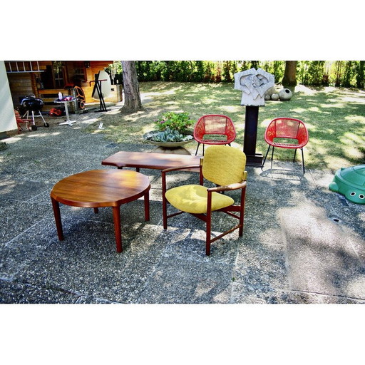 Table basse ronde vintage en teck massif par John Boné pour Mikael Laursen, Danemark 1960