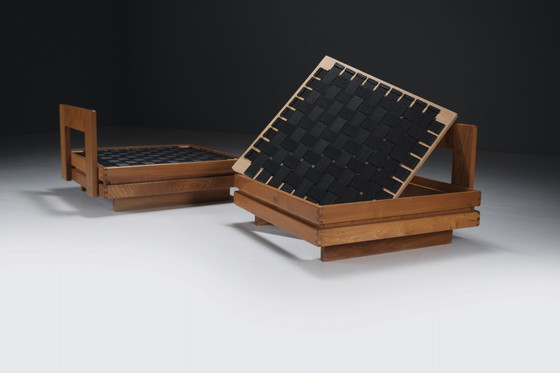 Image 1 of Perfect Elm Wooden Lounge Set In Bouclé By Maison Regain France 1970S