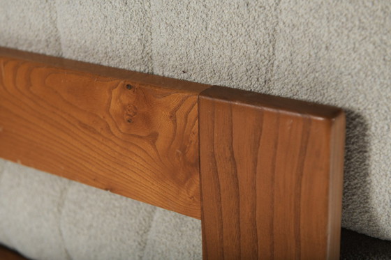 Image 1 of Perfect Elm Wooden Lounge Set In Bouclé By Maison Regain France 1970S