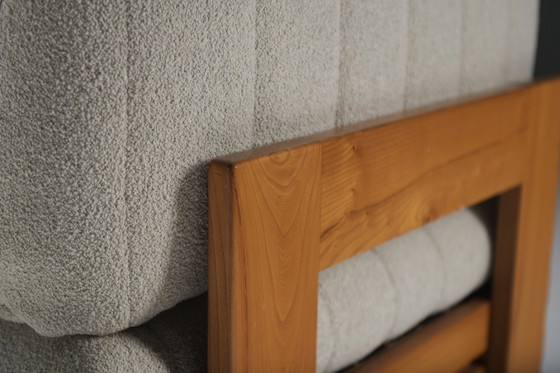 Image 1 of Perfect Elm Wooden Lounge Set In Bouclé By Maison Regain France 1970S