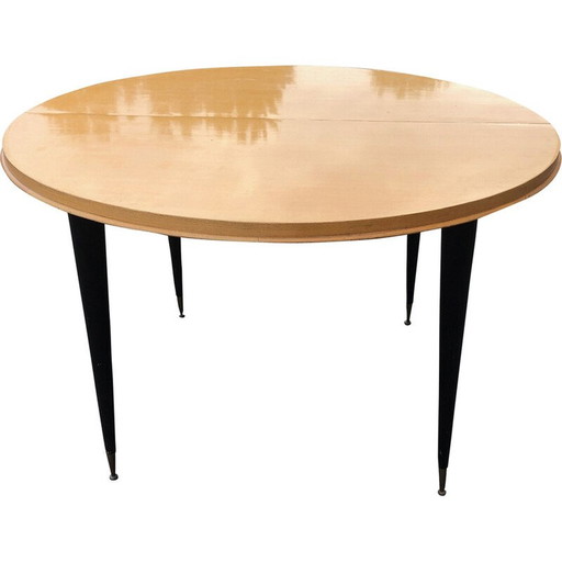 Table de salle à manger extensible en frêne par Charles Ramos, 1950