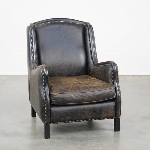 Fauteuil en cuir de bœuf noir