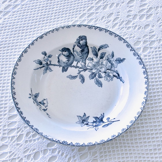 Image 1 of Assiettes Xixe Sarreguemines "Favori" Terre De Fer Aux Oiseaux