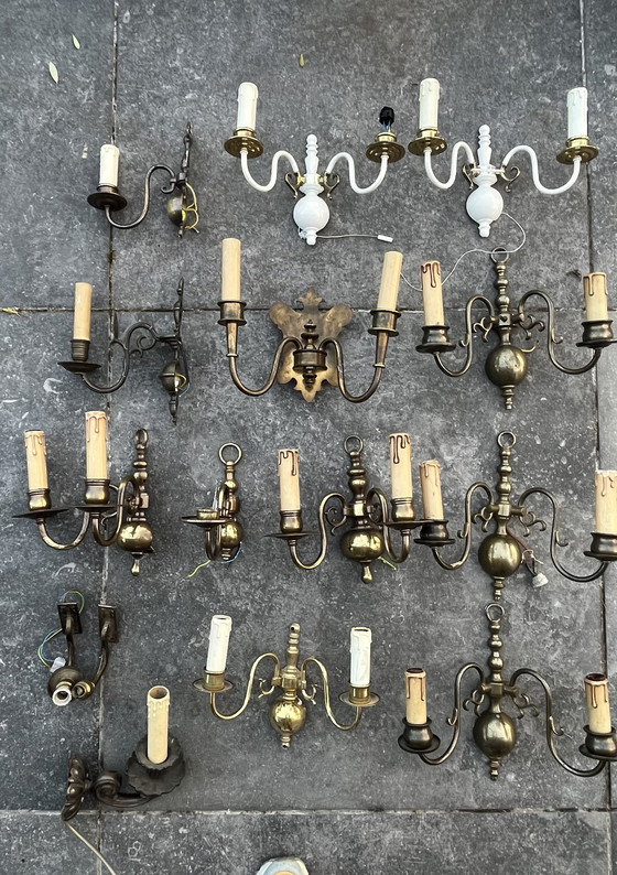 Image 1 of Lampes murales Chandelier Laiton ancien Bronze