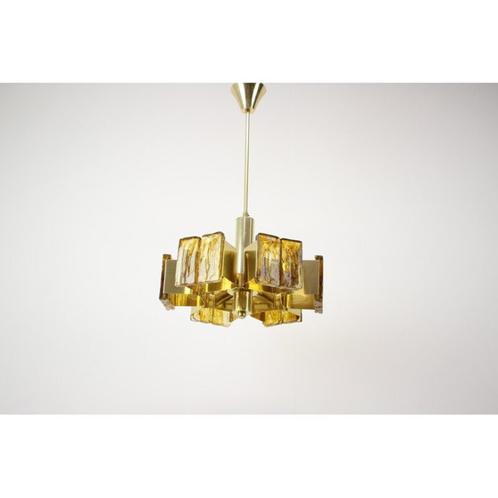 Image 1 of Lustre vintage en laiton, Hongrie 1970