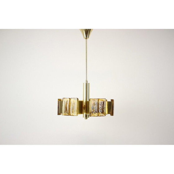Image 1 of Lustre vintage en laiton, Hongrie 1970