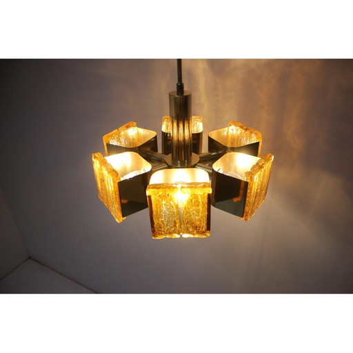 Lustre vintage en laiton, Hongrie 1970