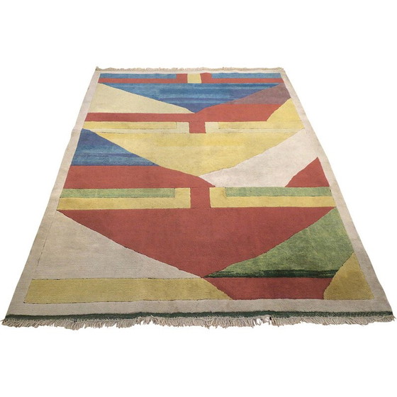 Image 1 of Tapis vintage Bauhaus noué à la main, Türkiye 1970