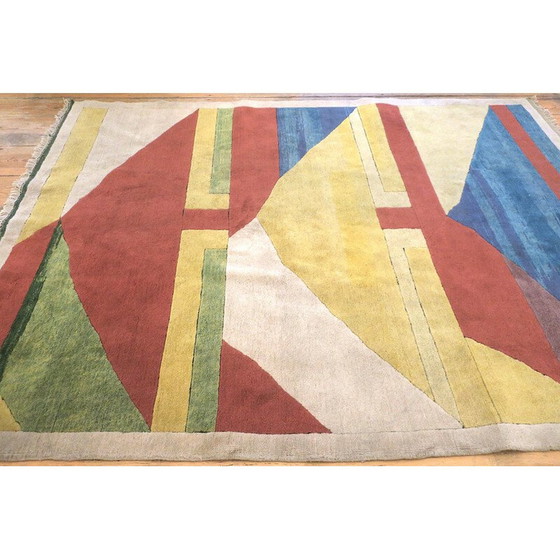 Image 1 of Tapis vintage Bauhaus noué à la main, Türkiye 1970