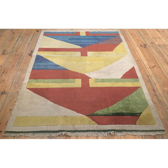 Image 1 of Tapis vintage Bauhaus noué à la main, Türkiye 1970