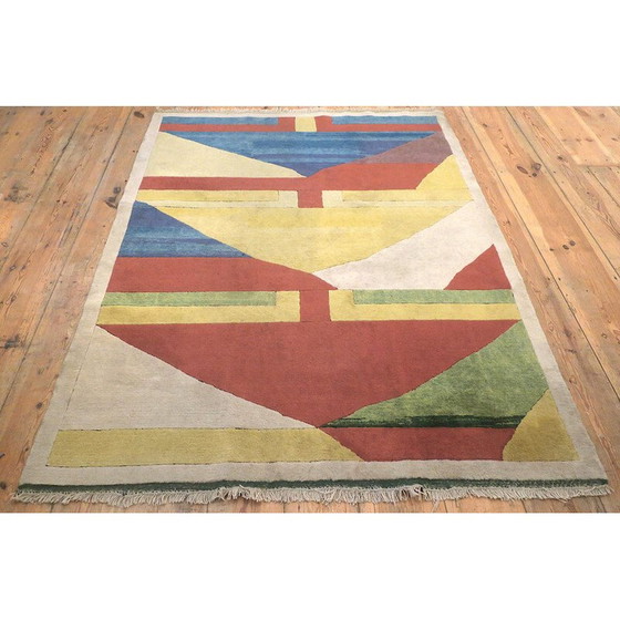 Image 1 of Tapis vintage Bauhaus noué à la main, Türkiye 1970