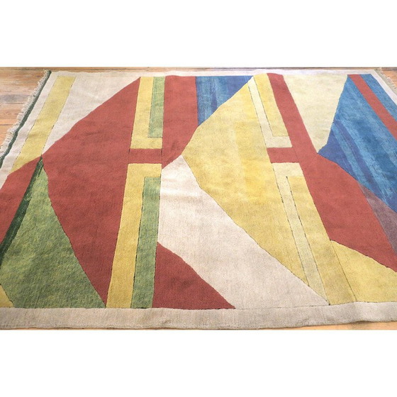 Image 1 of Tapis vintage Bauhaus noué à la main, Türkiye 1970
