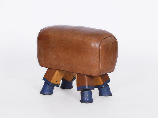 Gymnastique Tabouret en cuir vintage Banc années 1930