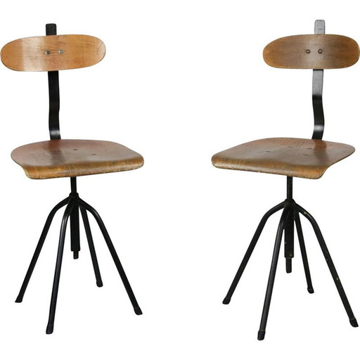Paire de chaises pivotantes vintage industriel noir, 1960s