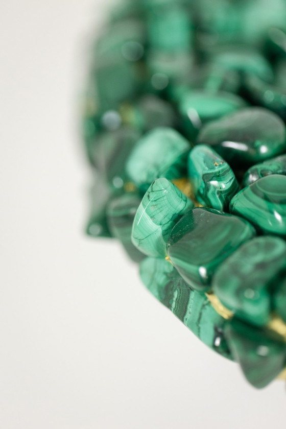 Image 1 of Guéridon En Malachite Et Métal Doré. Travail Contemporain.