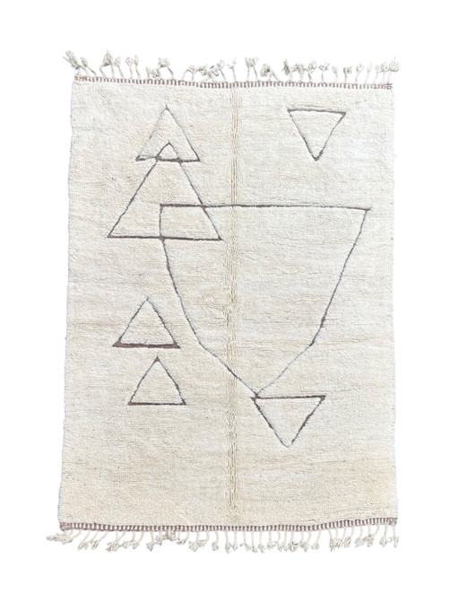 Tapis contemporain marocain en laine blanche