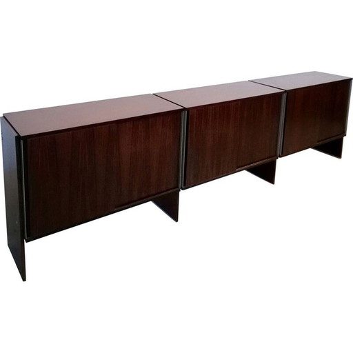 Buffet vintage italien en bois de rose et aluminium par Mim Concept, 1970