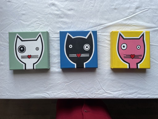 Triptyque de chats