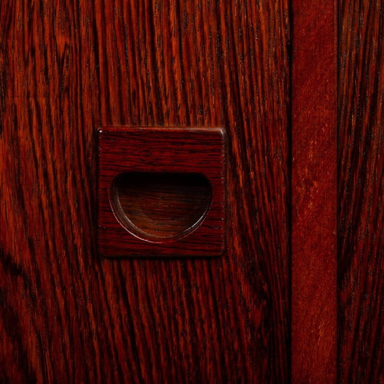 Image 1 of Buffet vintage LCW en frêne teinté rouge par Charles et Ray Eames pour Herman Miller, 2000