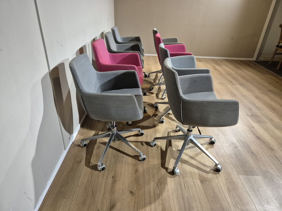 Image 1 of 8X Ahrend - Chaises de bureau/salle à manger - Gris - Rose -Design