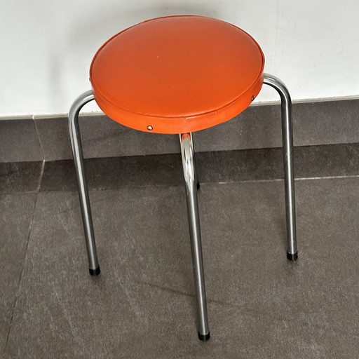 Tabouret de l'ère spatiale - Dessus orange - années 1970 - Happy Seat