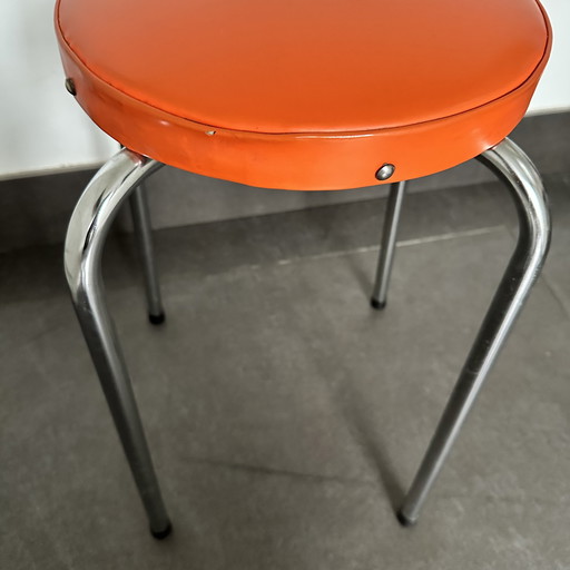 Tabouret de l'ère spatiale - Dessus orange - années 1970 - Happy Seat