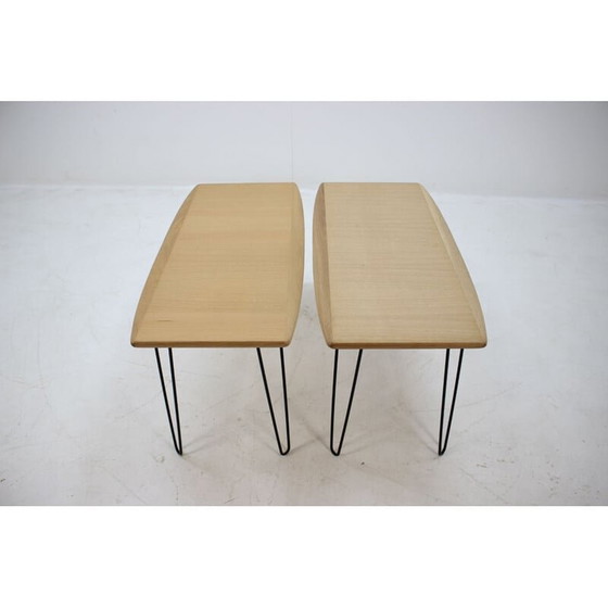 Image 1 of Paire de tables basses en chêne sur pieds en épingle à cheveux, 1960