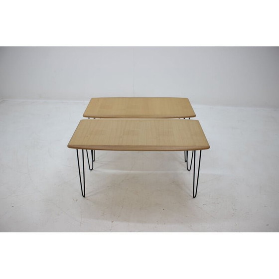 Image 1 of Paire de tables basses en chêne sur pieds en épingle à cheveux, 1960