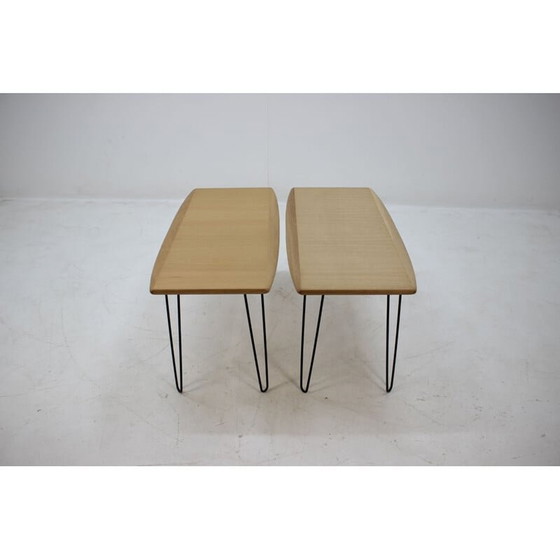 Image 1 of Paire de tables basses en chêne sur pieds en épingle à cheveux, 1960