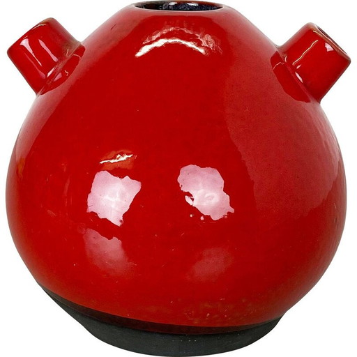Vase vintage en céramique rouge pour Marei Ceramics, Allemagne 1970
