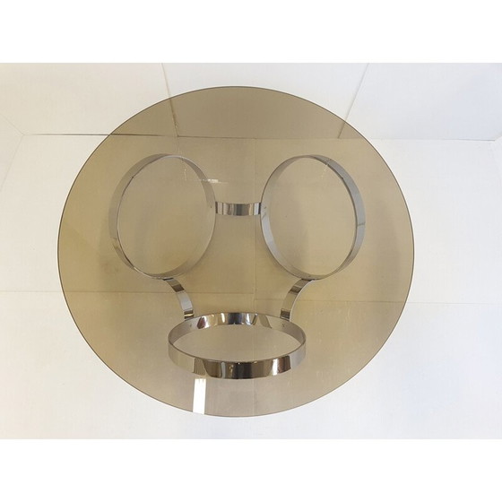 Image 1 of Table basse vintage en acier et verre, 1970