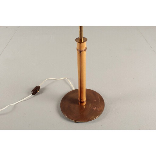 Lampe de table vintage en laiton et bambou, Allemagne 1950