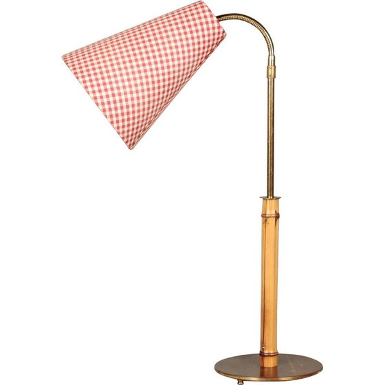 Image 1 of Lampe de table vintage en laiton et bambou, Allemagne 1950