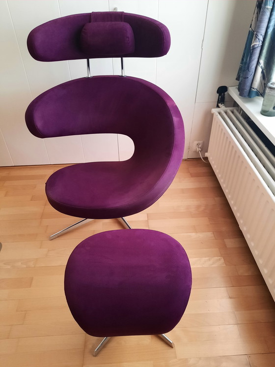 Image 1 of Belle chaise Varier Peel avec repose-pieds et oreiller assortis