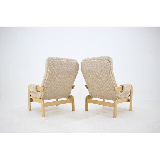 Image 1 of Paire de fauteuils vintage en hêtre à haut dossier, Tchécoslovaquie 1970