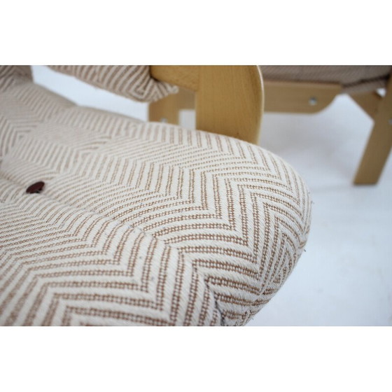 Image 1 of Paire de fauteuils vintage en hêtre à haut dossier, Tchécoslovaquie 1970