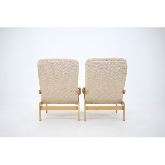 Image 1 of Paire de fauteuils vintage en hêtre à haut dossier, Tchécoslovaquie 1970