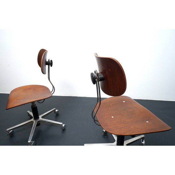Image 1 of Paire de fauteuils pivotants en teck SE 40 vintage par Egon Eiermann pour Wilde et Spieth, Allemagne