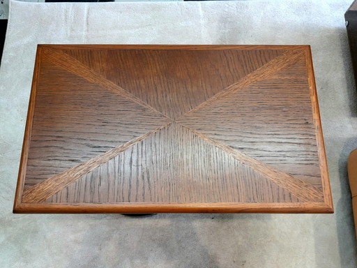 Table Basse Chêne Et Laiton Vers 1960 