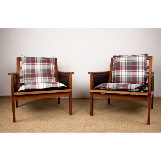 Image 1 of Paire de fauteuils Capella modèle N°4 en teck et tissu par Illum Wikkelsø pour Niels Eilersen, Danemark 1960