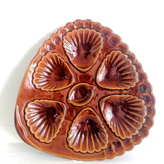 Image 1 of 6X Assiettes À Coquillages Céramique Vintage 