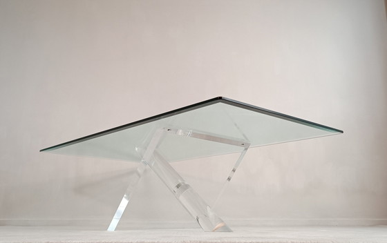 Image 1 of Sculpturale Table Basse Design 1970’S En Lucite Et Verre Par Jeffrey Bigelow