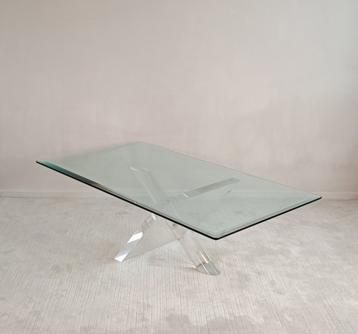 Sculpturale Table Basse Design 1970’S En Lucite Et Verre Par Jeffrey Bigelow