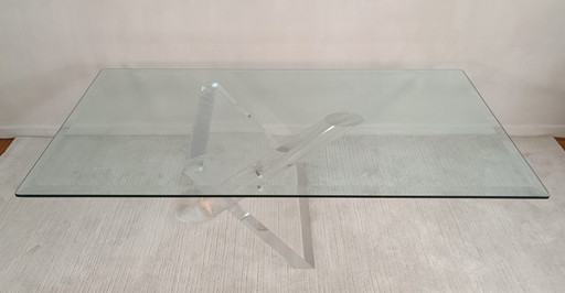 Sculpturale Table Basse Design 1970’S En Lucite Et Verre Par Jeffrey Bigelow